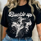 BUCKLE UP COWBOY BOOTS STITCH PATTERN GRAPHIC TEE