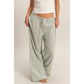 Gingham Drawstring Wide-Leg Pants