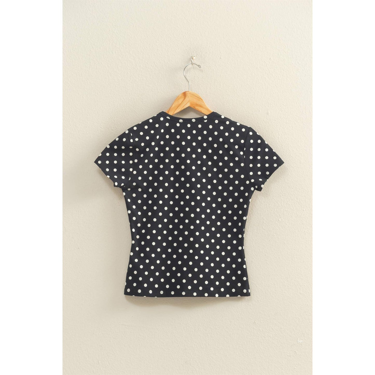 Polka Dot Short Sleeve Crew Neck Top