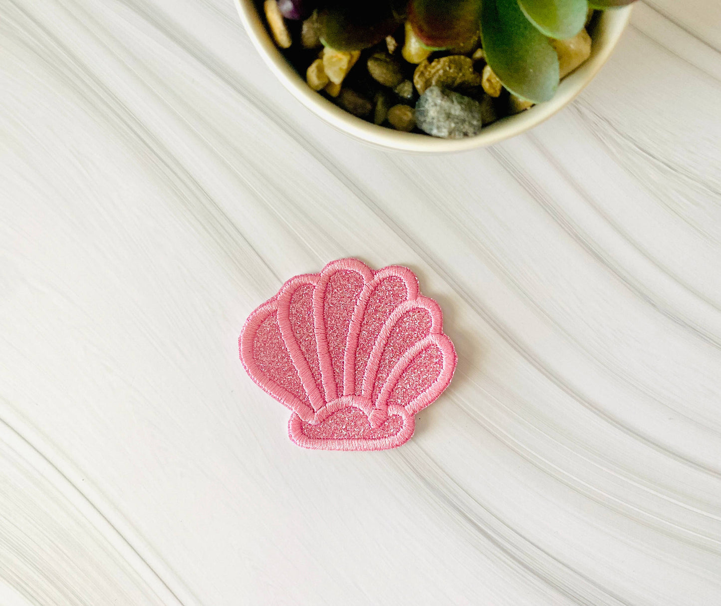 Seashell glitter hat patch