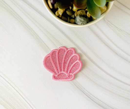 Seashell glitter hat patch