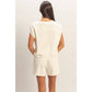 Sleeveless Crew Neck Top and Shorts Set