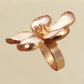 ADJUTABLE WHITE ENAMELGOLD FLORAL STATMENT RING | 80R066