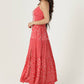 C4C84-FQ00-AA25 MIX POLKA DOTS MAXI DRESS WITH SIDE SLIT AND