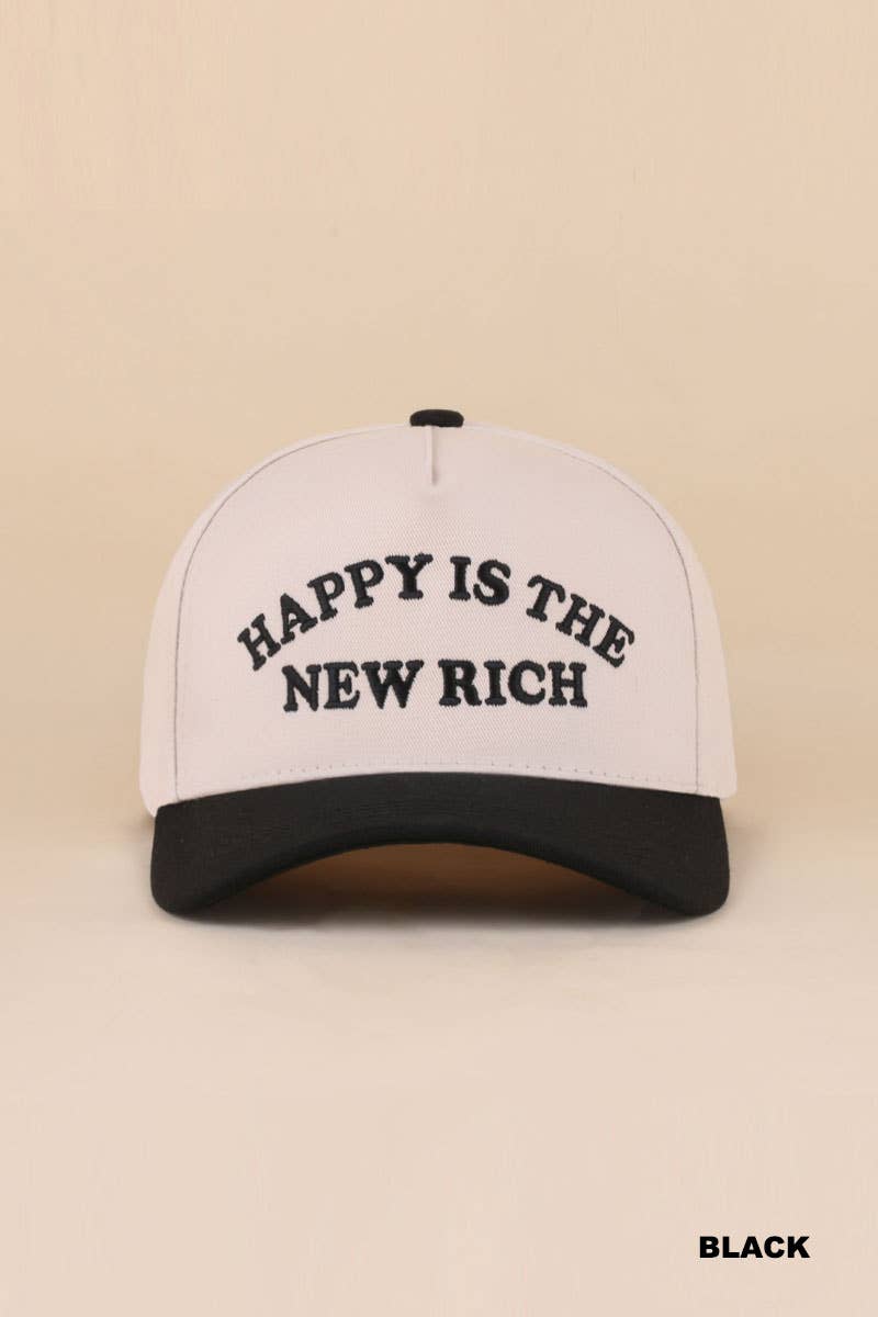 Happy Is The New Rich Two Tone Snapback Hat Zenana Consgt.