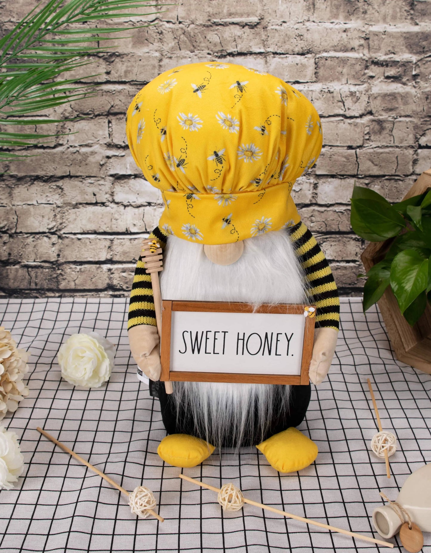 Rae Dunn “Sweet Honey” Plush Freestanding Chef Bee Gnome