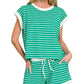 ...0223 Stripe Contrast Trim Top & Shorts Set SI-29132