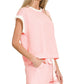 ....Stripe Contrast Trim Top & Shorts Set
