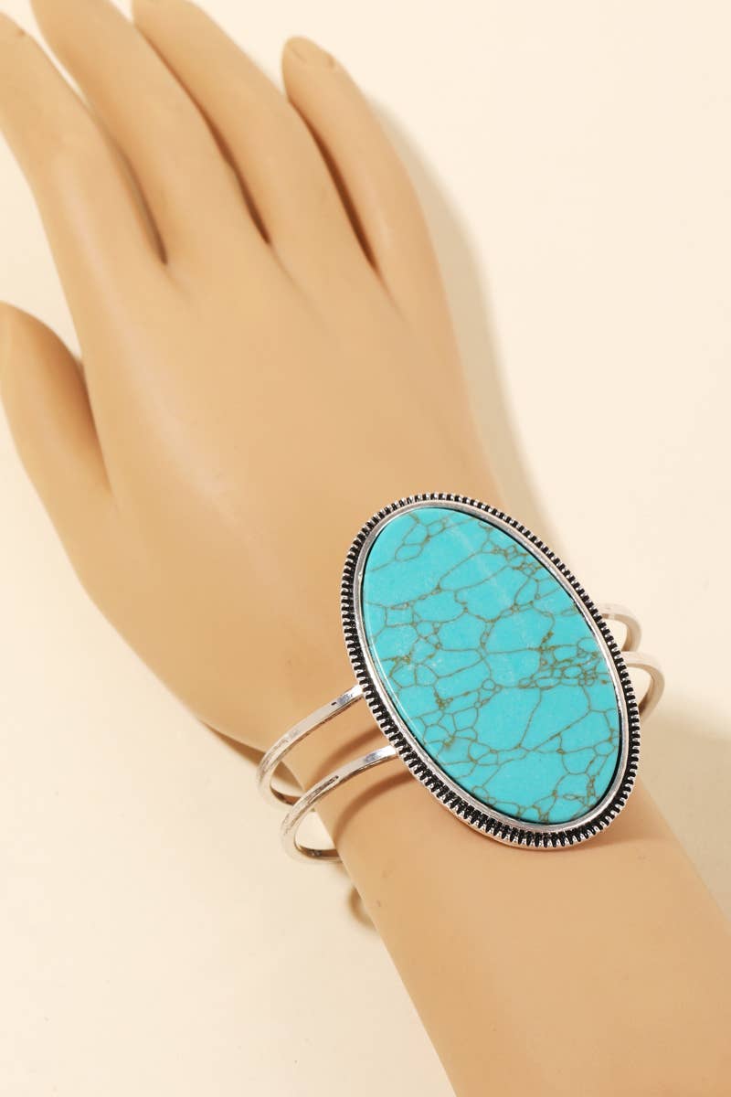 Large Oval Turquoise Clasp Bracelet