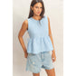 Gingham Sleeveless Peplum Top With Side Ties