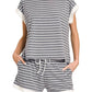 Stripe Contrast Trim Top And Shorts Set