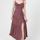 C4C84-FQ00 POLKA DOT SIDE SLIT MAXI DRESS