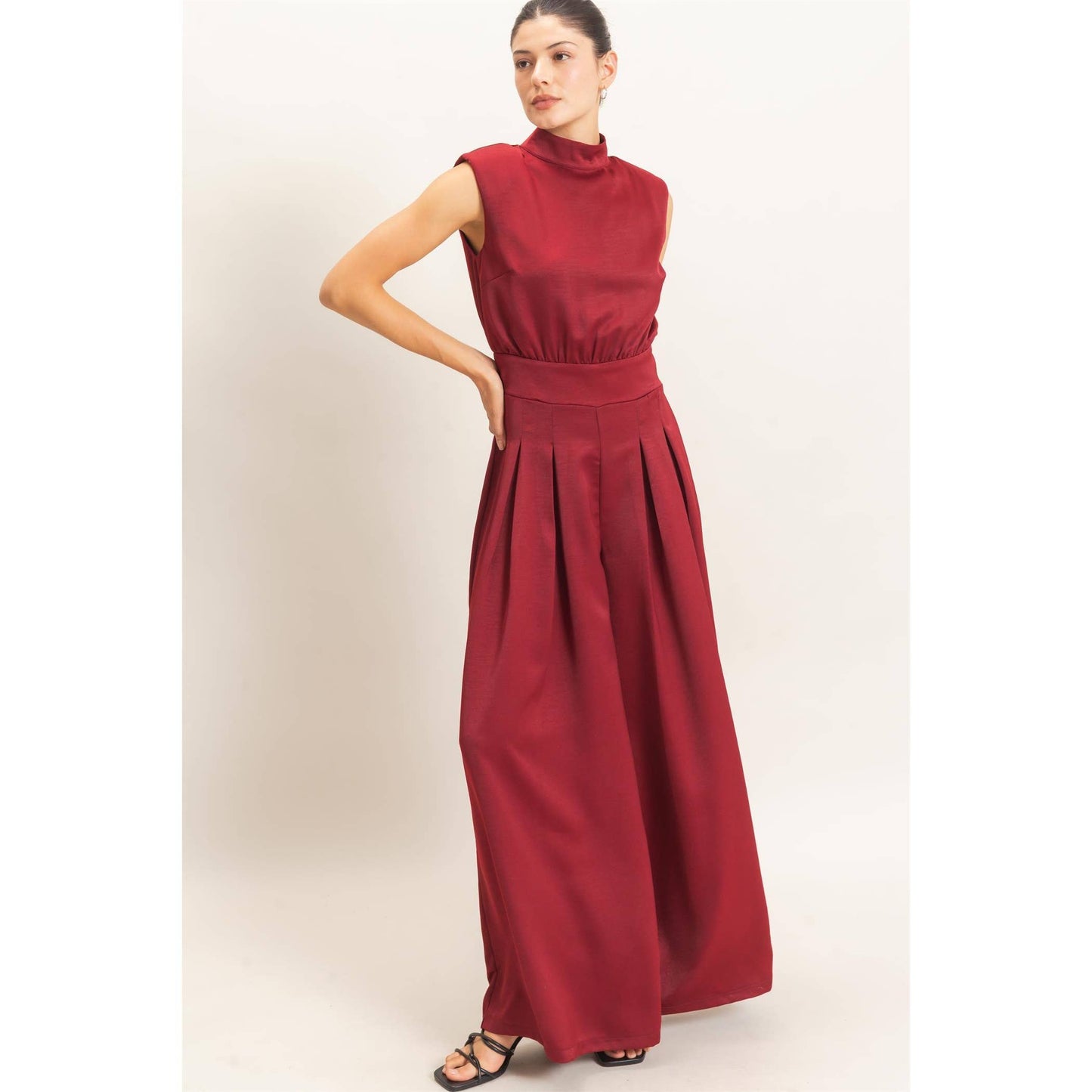 Sleeveless Mock Neck Jumpsuit