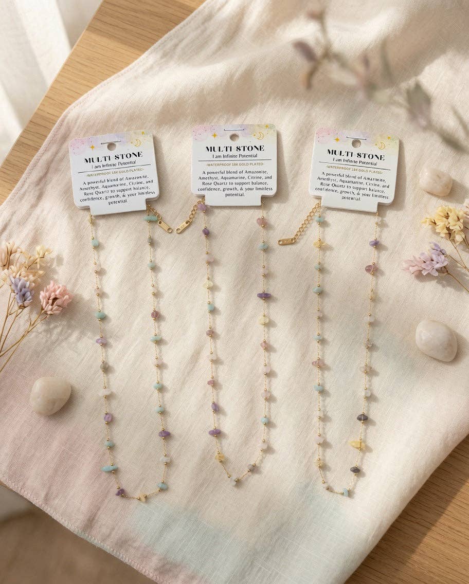 Dainty Crystal Chip Necklace 18K Gold Plated, Waterproof