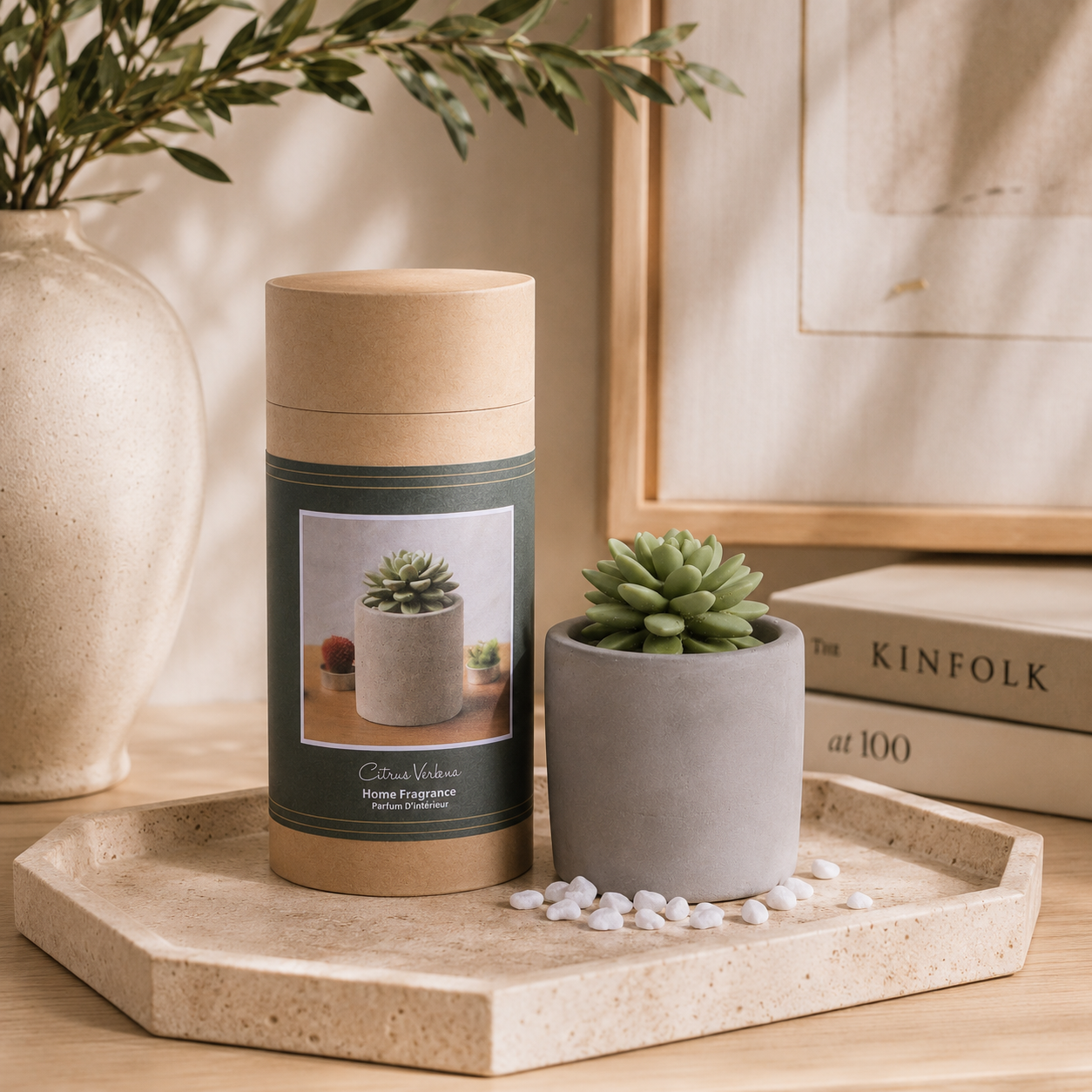 Succulent in Planter Diffuser Gift Set for Home Decor