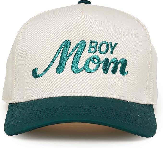 Two Tone Cap - Boy Mom - Green/Beige