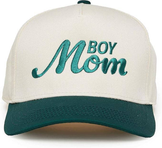 Two Tone Cap - Boy Mom - Green/Beige