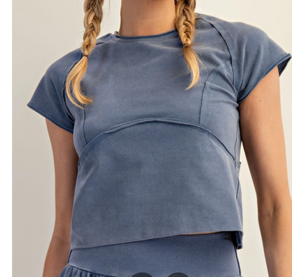 Mineral Washed Solid Cropped T-Shirt