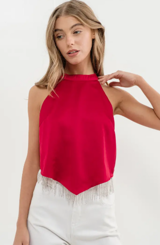 Rhinestone Fringe Top