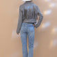 Grey Suede Studded Fringe Moto Jacket